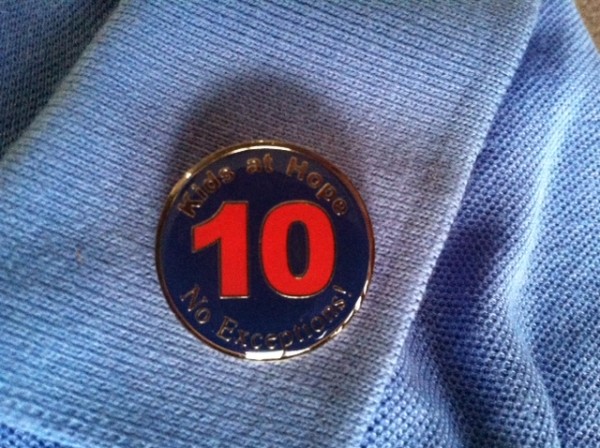 Kids at Hope "10" Lapel Pin